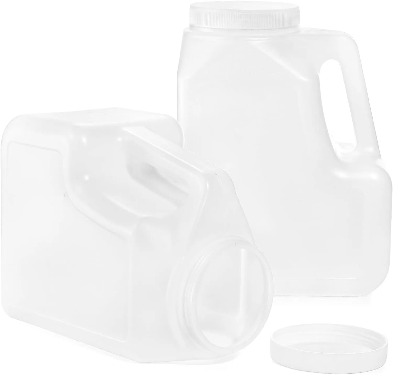 Yesland 2 Pcs White Plastic Gallon Jar with Handle and Airtight Lid - Square Empty Storage Containers and Jugs - 1.25 Gallon Wide Mouth Bottles for Craft Supplies, Paint, Detergent Storage, Liquids