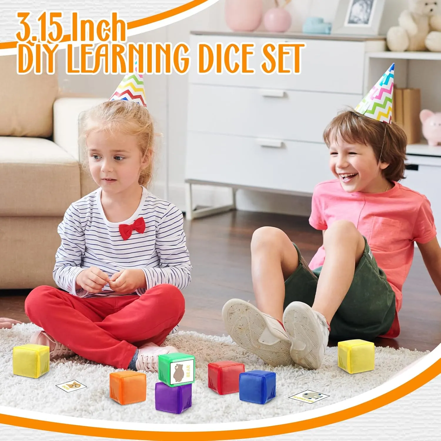 Yilloog 12 Pcs 3.15 Inch DIY Photo Pocket Dice for Classroom Large Clear Foam Dice Education Playing Game Cubes Set 6 Sided Stacking Blocks Teacher Teaching Cubes Toys for School (Solid Color)