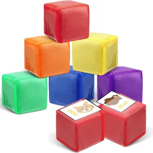 Yilloog 12 Pcs 3.15 Inch DIY Photo Pocket Dice for Classroom Large Clear Foam Dice Education Playing Game Cubes Set 6 Sided Stacking Blocks Teacher Teaching Cubes Toys for School (Solid Color)