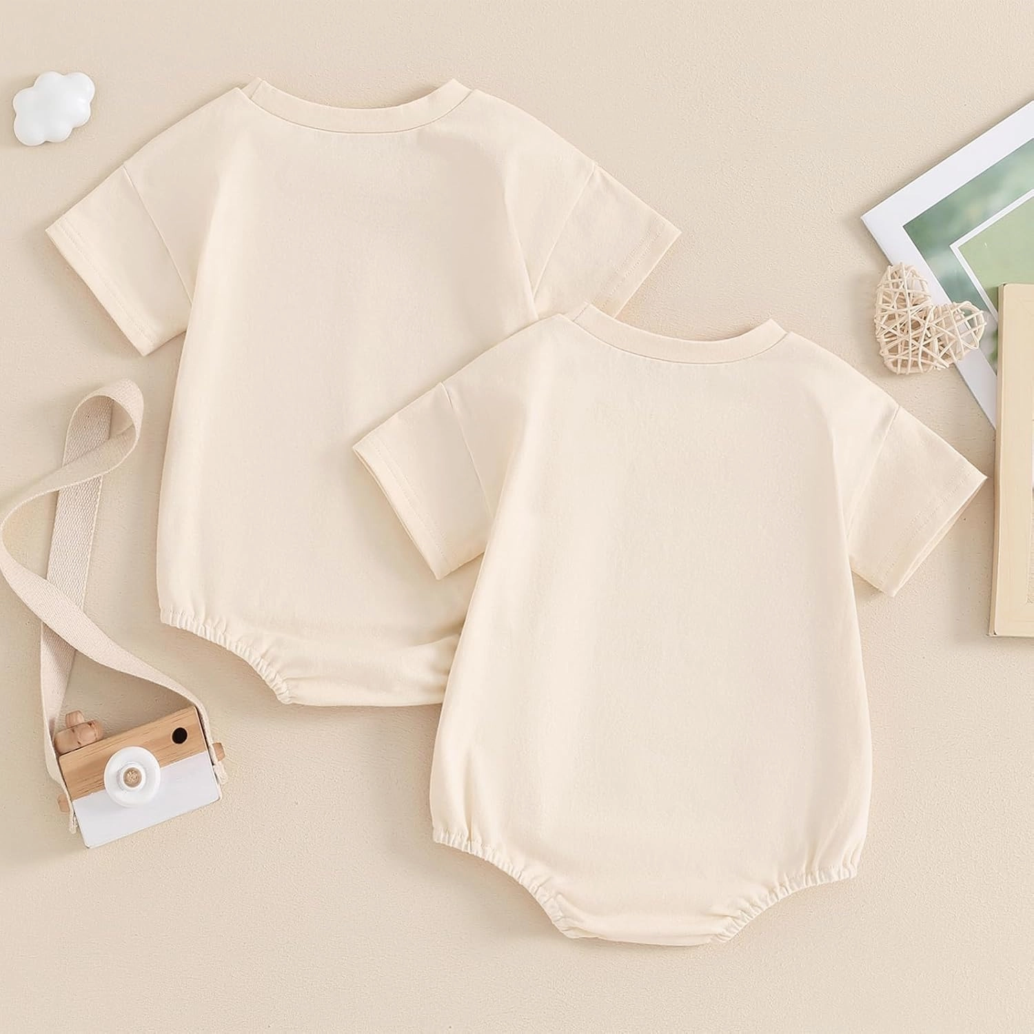 YOKJZJD Newborn Baby Girl Boy Twins Matching Outfits Womb Mates Short Sleeve Bubble Romper Bodysuit Summer Coming Home Outfit