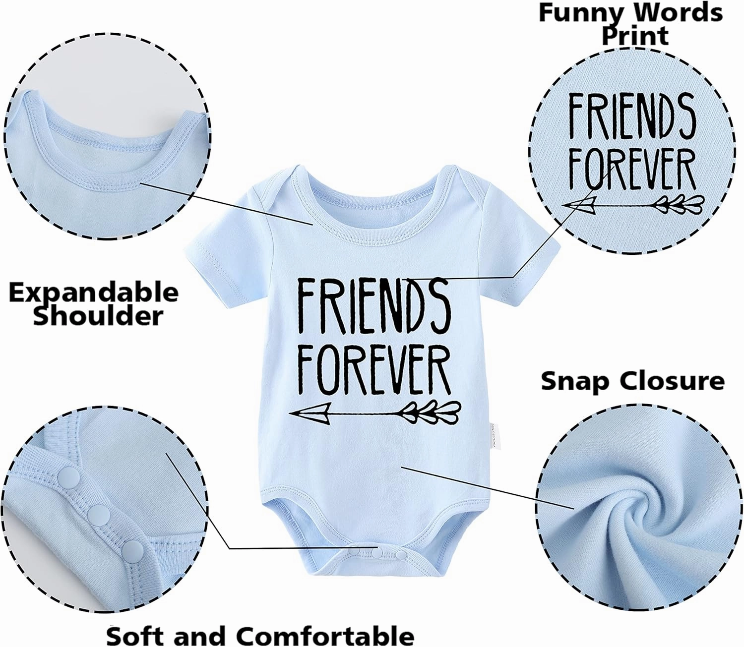 YSCULBUTOL Baby Twins Bodysuits Best Friends Forever Baby Clothes Set with Bibs Girl Outfit with hat