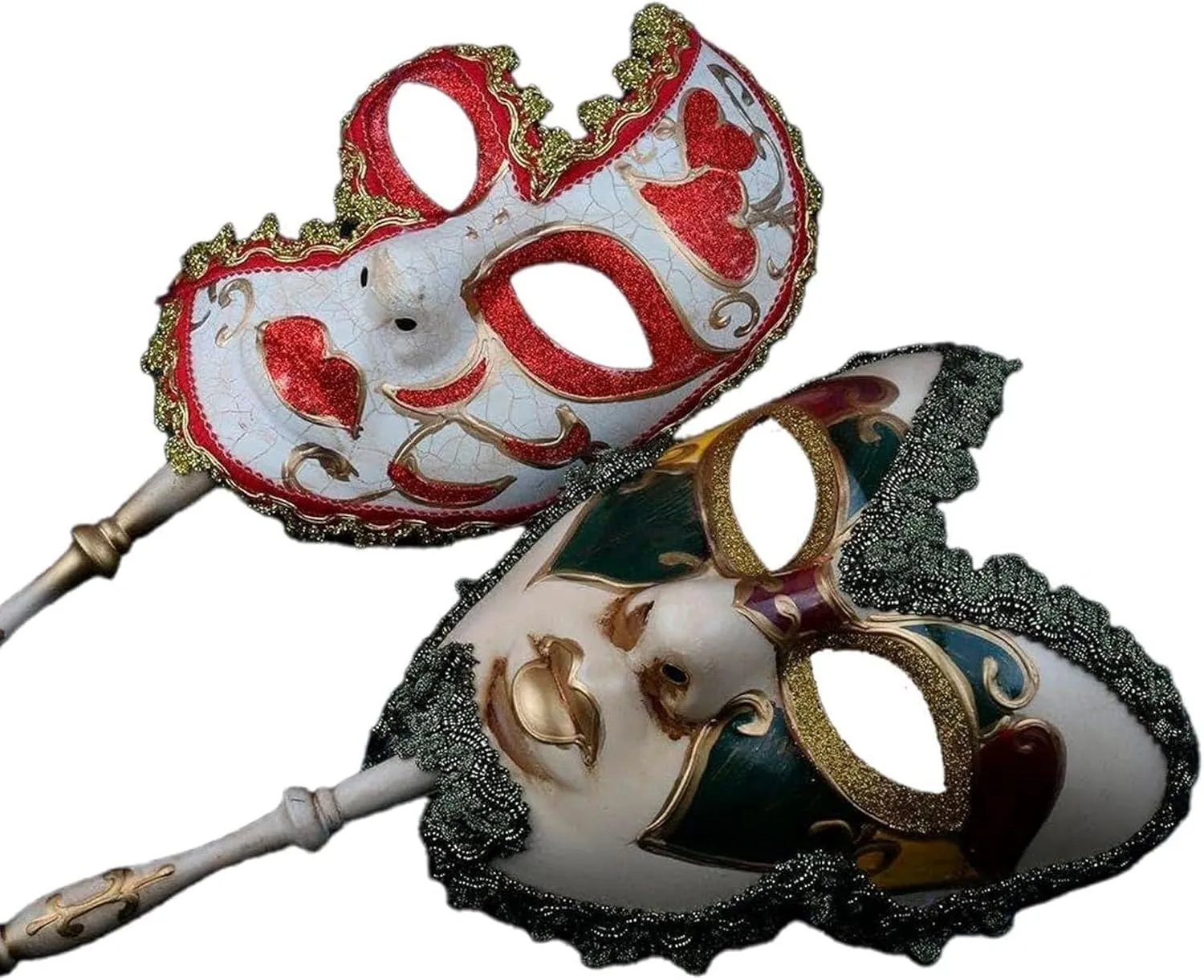 YU FENG 2 Pack Couple's Cosplay Masks Venetian Musical Carnival Mardi Gras Masquerade Mask On a Stick Party Fancy Dress
