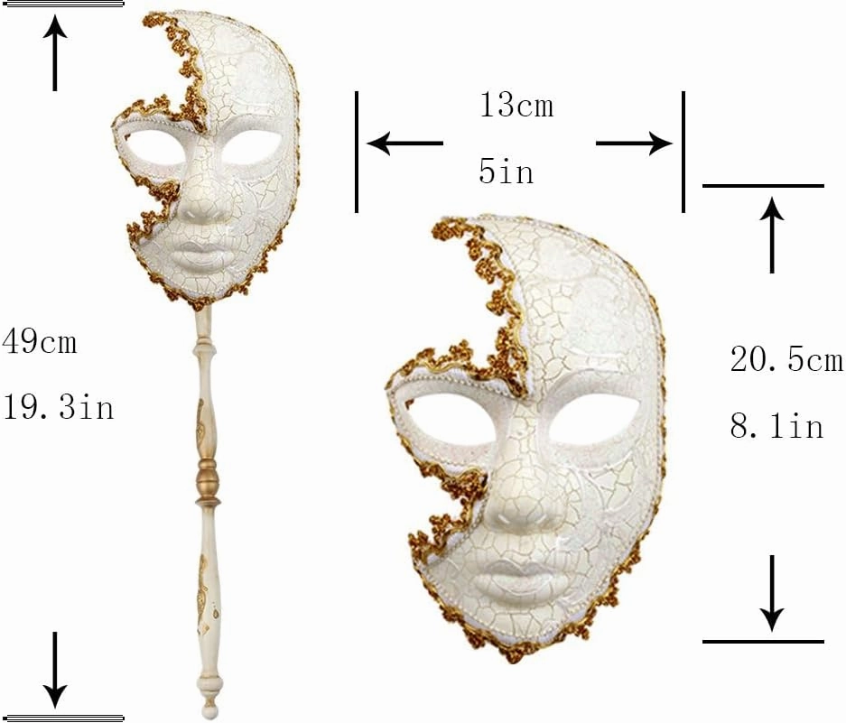 YU FENG 2 Pack Couple's Cosplay Masks Venetian Musical Carnival Mardi Gras Masquerade Mask On a Stick Party Fancy Dress