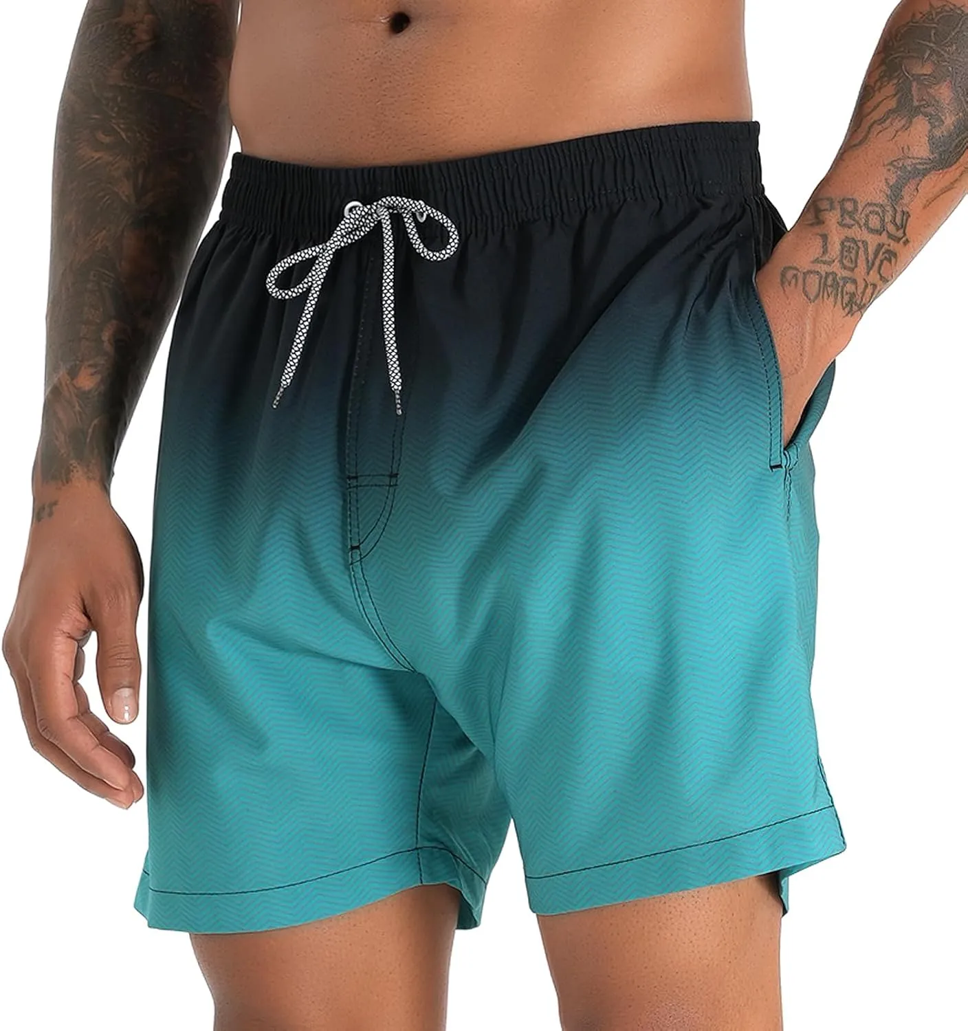 zeetoo Mens Swim Trunks with Compression Liner 5.5" Inseam Swim Shorts Quick Dry Shorts