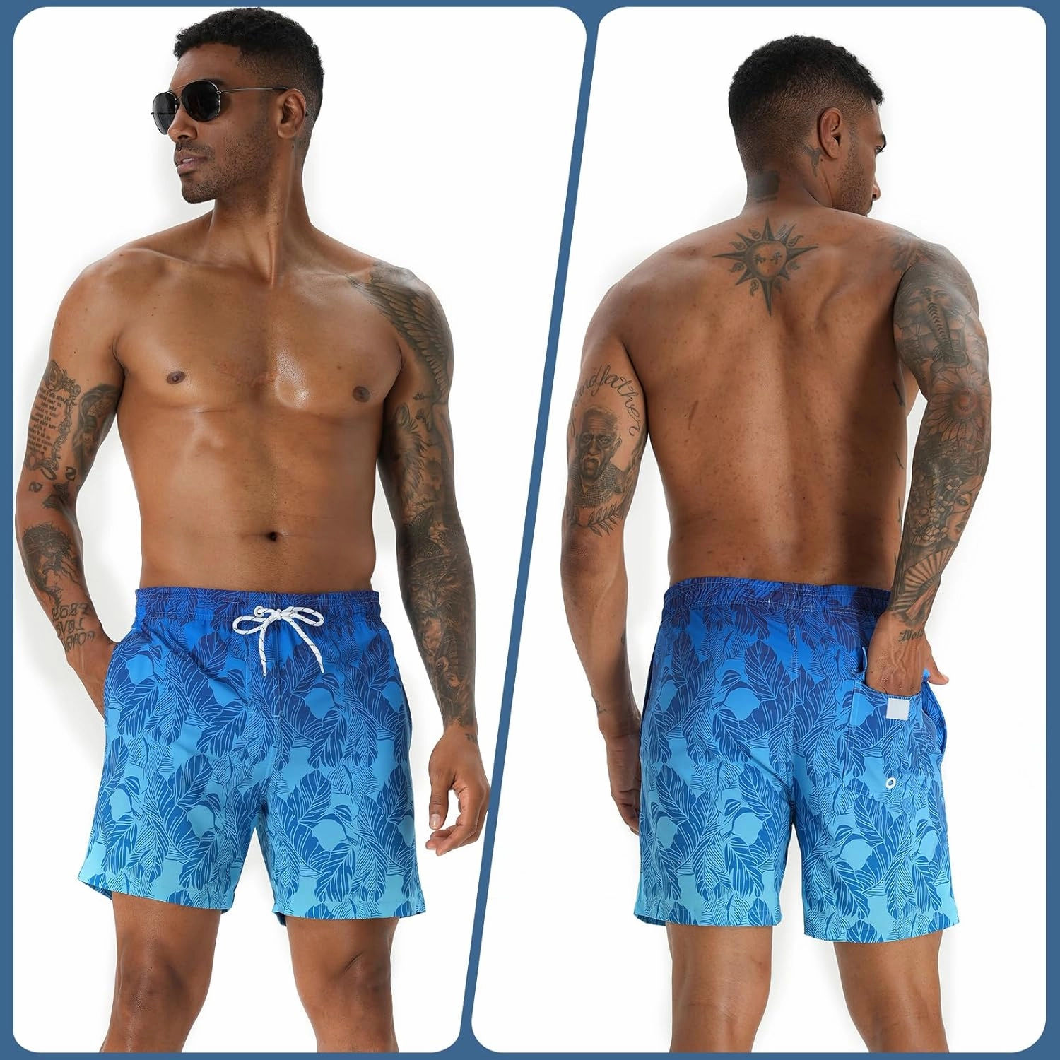 zeetoo Mens Swim Trunks with Compression Liner 5.5" Inseam Swim Shorts Quick Dry Shorts