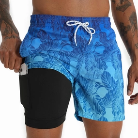 zeetoo Mens Swim Trunks with Compression Liner 5.5" Inseam Swim Shorts Quick Dry Shorts