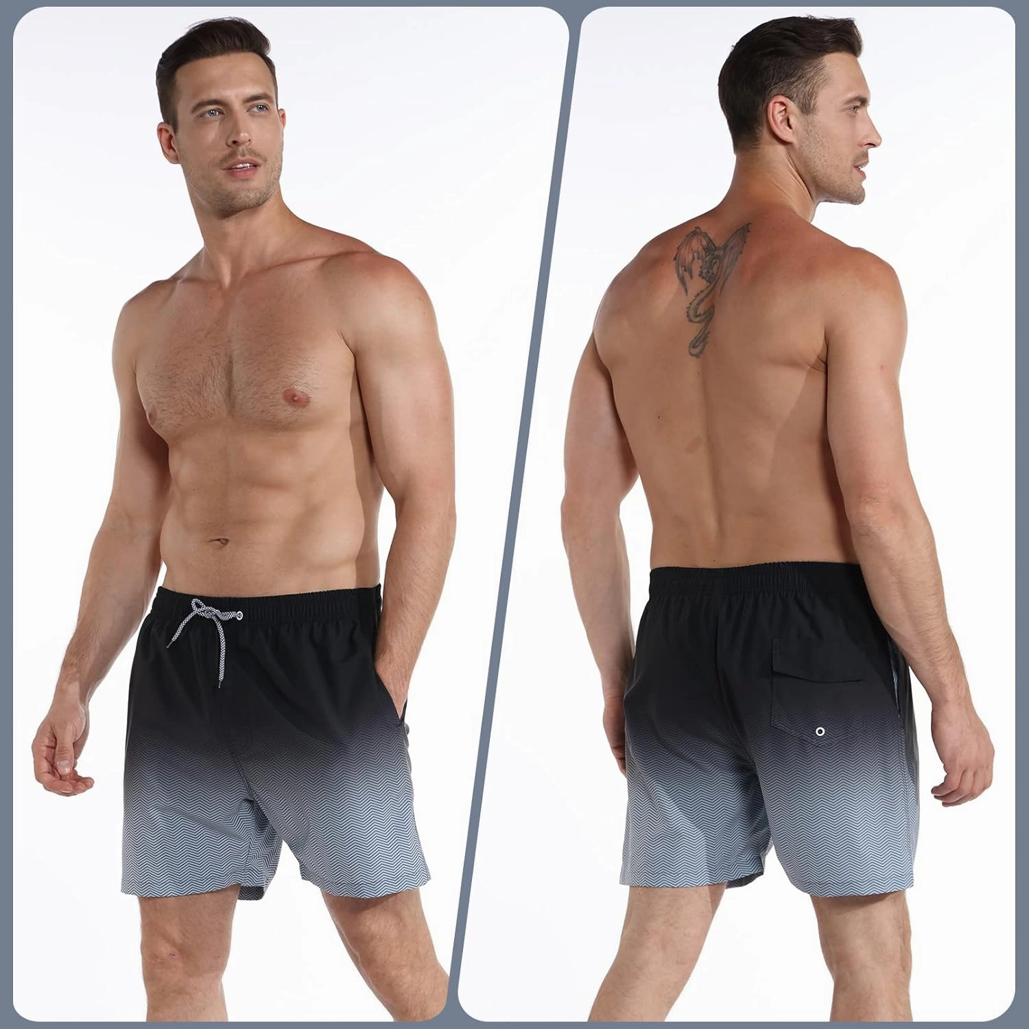 zeetoo Mens Swim Trunks with Compression Liner 5.5" Inseam Swim Shorts Quick Dry Shorts