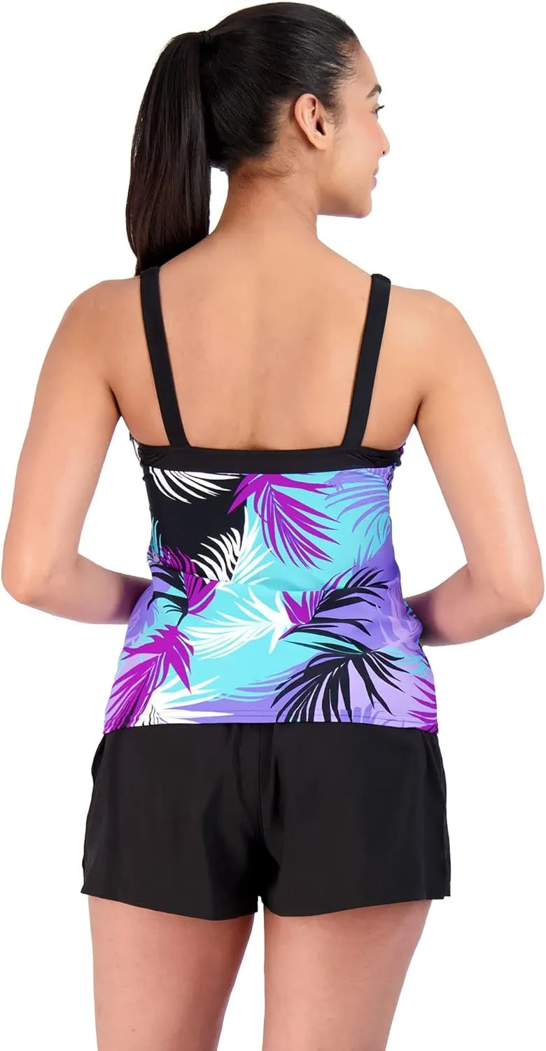 ZeroXposur Womens Swimsuits Tankini Top Set – Peasant Tankini Bathing Suit and Board Short Set for Women