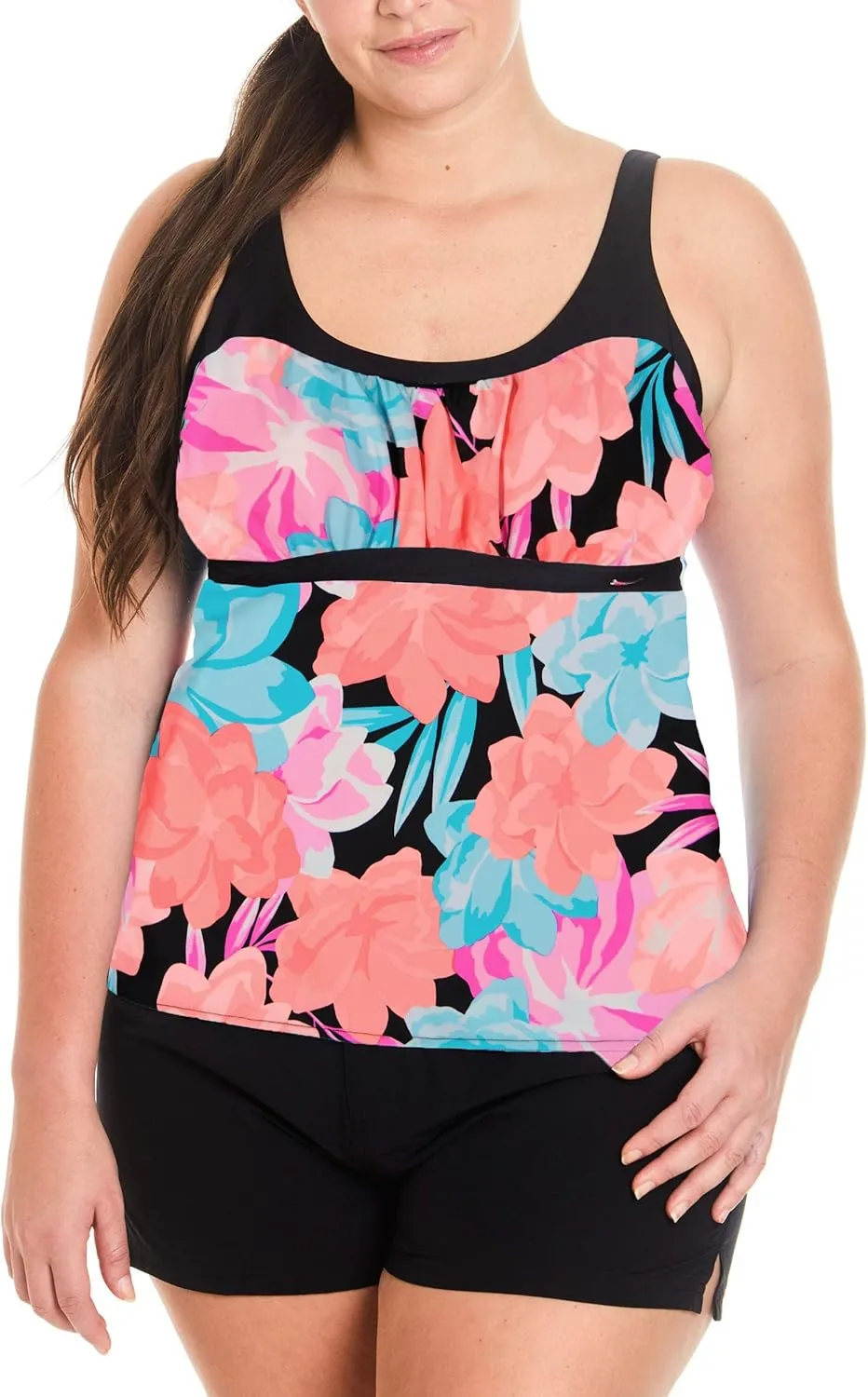 ZeroXposur Womens Swimsuits Tankini Top Set – Peasant Tankini Bathing Suit and Board Short Set for Women