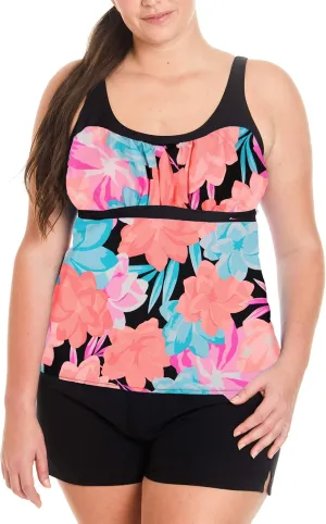 ZeroXposur Womens Swimsuits Tankini Top Set – Peasant Tankini Bathing Suit and Board Short Set for Women