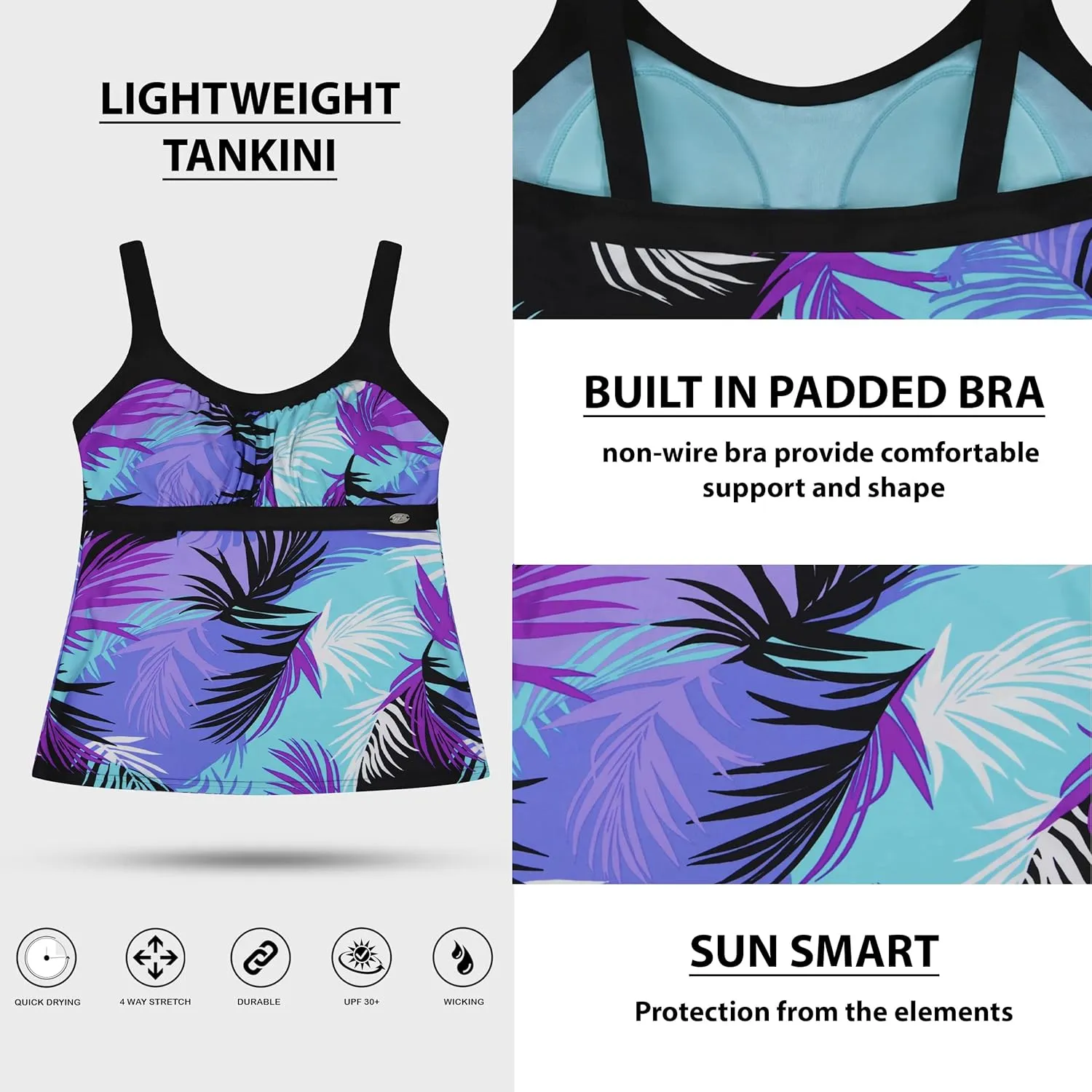 ZeroXposur Womens Swimsuits Tankini Top Set – Peasant Tankini Bathing Suit and Board Short Set for Women
