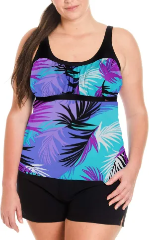ZeroXposur Womens Swimsuits Tankini Top Set – Peasant Tankini Bathing Suit and Board Short Set for Women