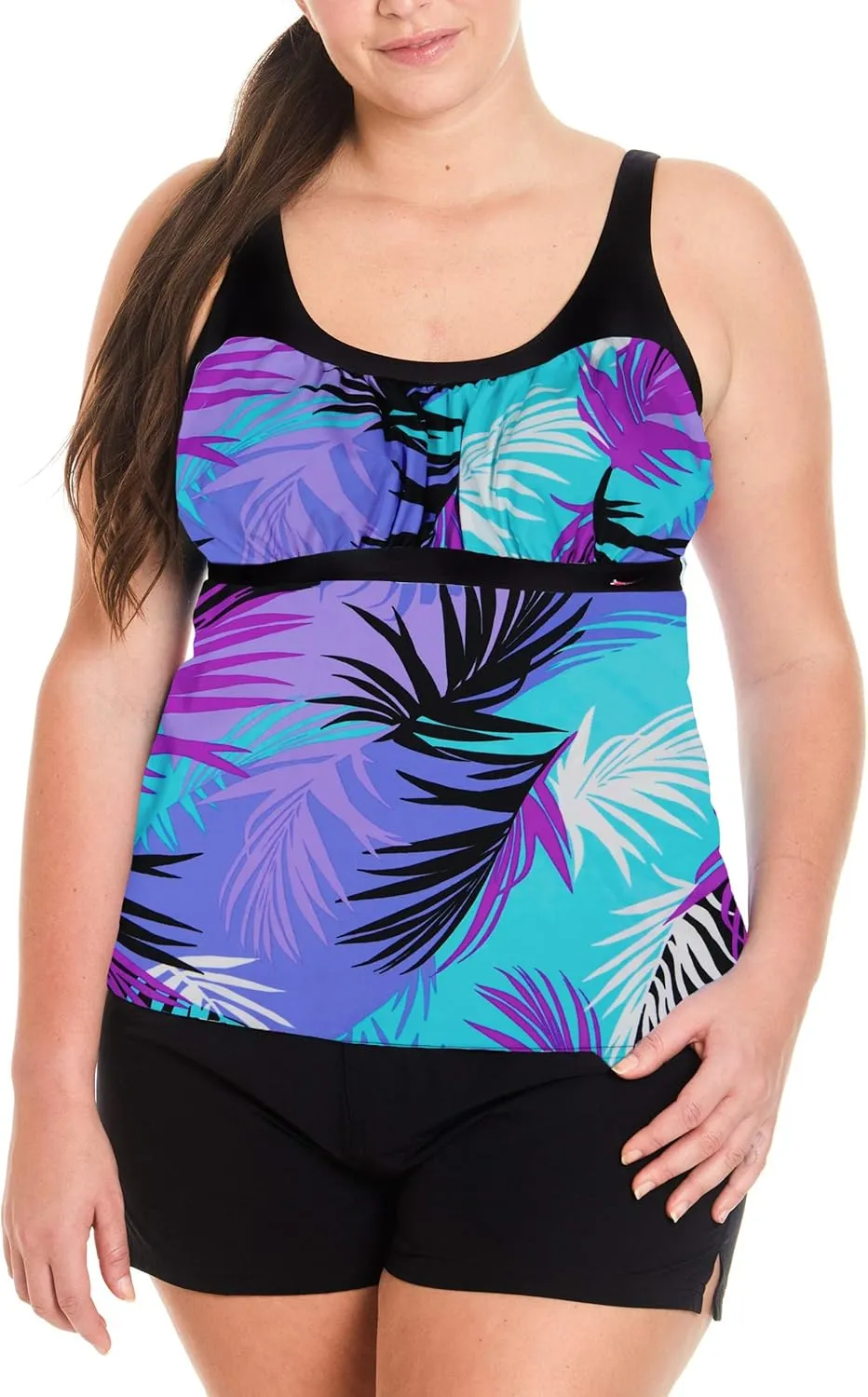 ZeroXposur Womens Swimsuits Tankini Top Set – Peasant Tankini Bathing Suit and Board Short Set for Women