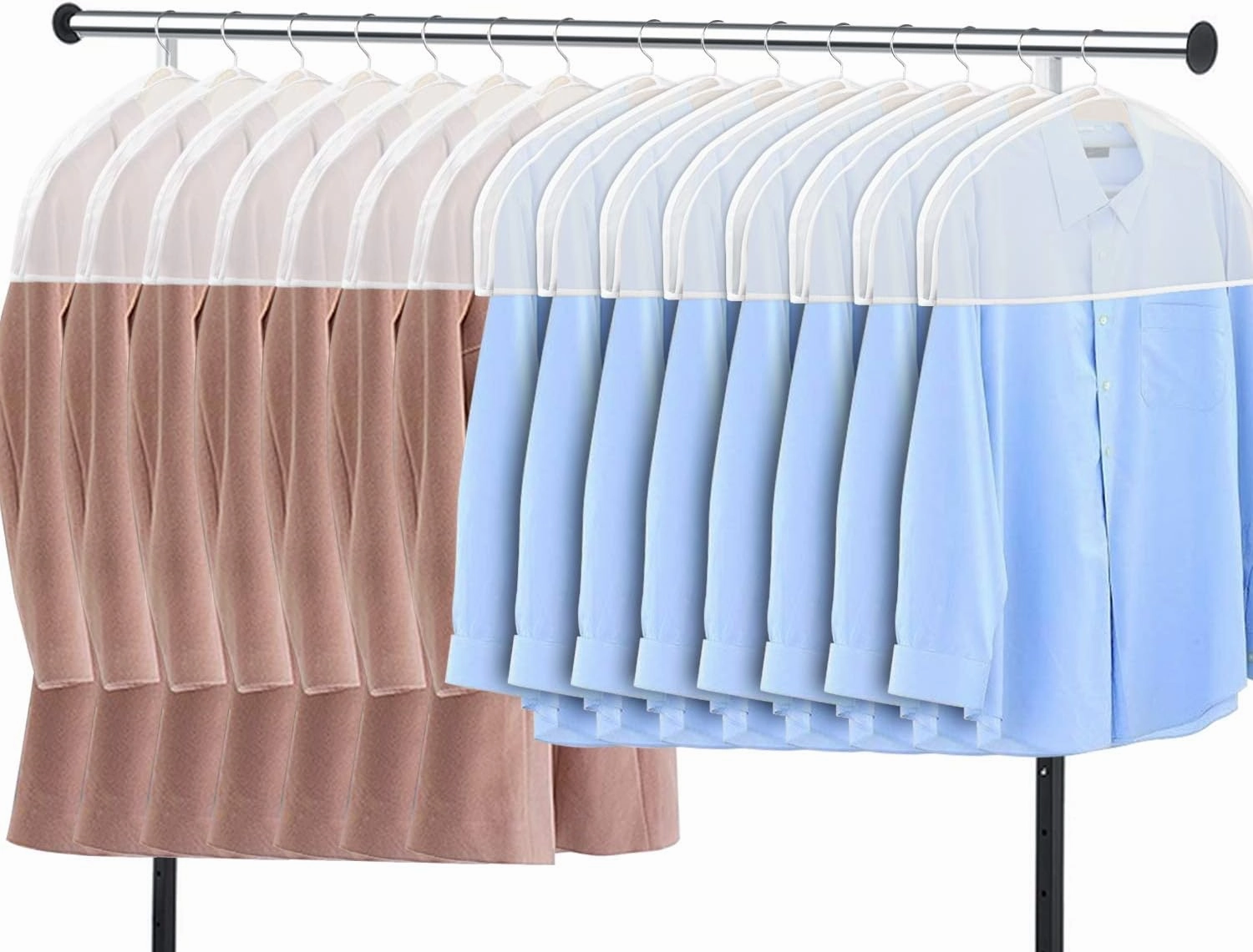 Zilink Shoulder Covers for Clothes (Set of 15) Breathable Garment Dust Covers Protectors with 2" Gusset for Suit, Coats, Jackets, Dress Closet Storage