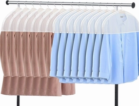 Zilink Shoulder Covers for Clothes (Set of 15) Breathable Garment Dust Covers Protectors with 2" Gusset for Suit, Coats, Jackets, Dress Closet Storage