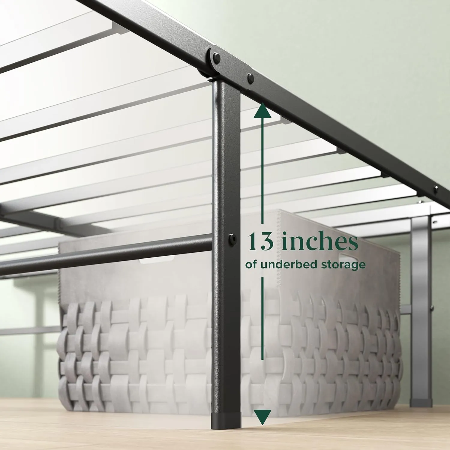 ZINUS Rumi 14in Full Metal Bed Frame, Quick Assembly SmartBase® Mattress Foundation, Heavy Duty Sturdy Steel with No Box Spring Needed, Eco-Friendly Packaging, Black