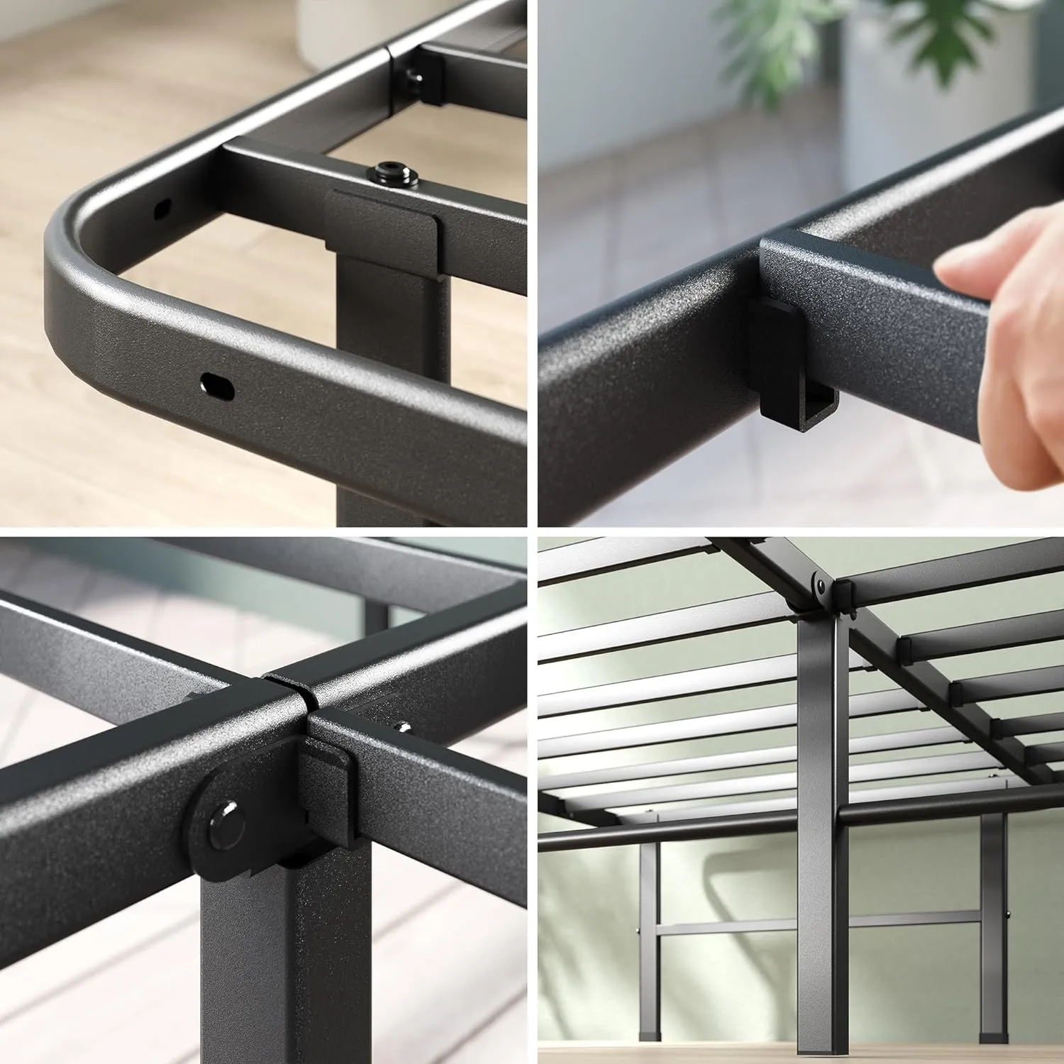 ZINUS Rumi 14in Full Metal Bed Frame, Quick Assembly SmartBase® Mattress Foundation, Heavy Duty Sturdy Steel with No Box Spring Needed, Eco-Friendly Packaging, Black