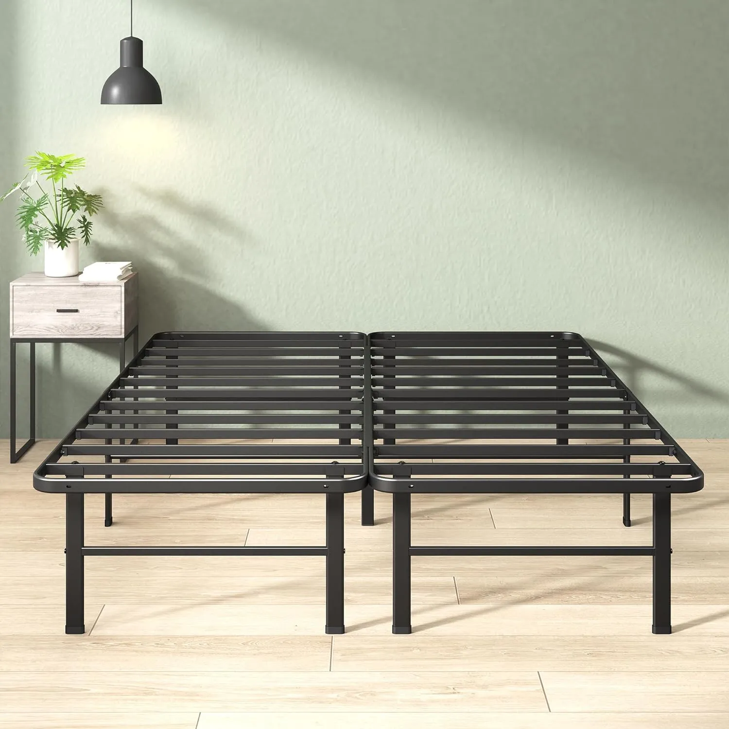 ZINUS Rumi 14in Full Metal Bed Frame, Quick Assembly SmartBase® Mattress Foundation, Heavy Duty Sturdy Steel with No Box Spring Needed, Eco-Friendly Packaging, Black