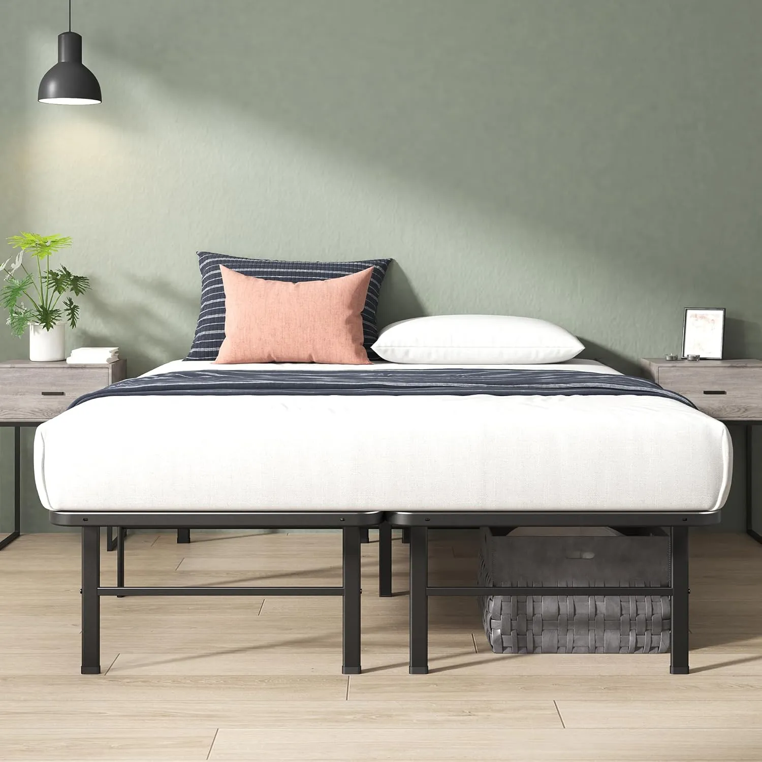 ZINUS Rumi 14in Full Metal Bed Frame, Quick Assembly SmartBase® Mattress Foundation, Heavy Duty Sturdy Steel with No Box Spring Needed, Eco-Friendly Packaging, Black